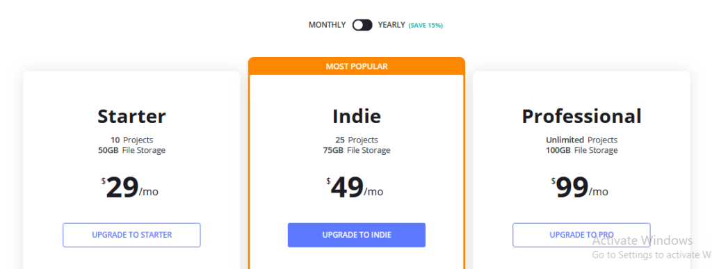 studiobinder pricing