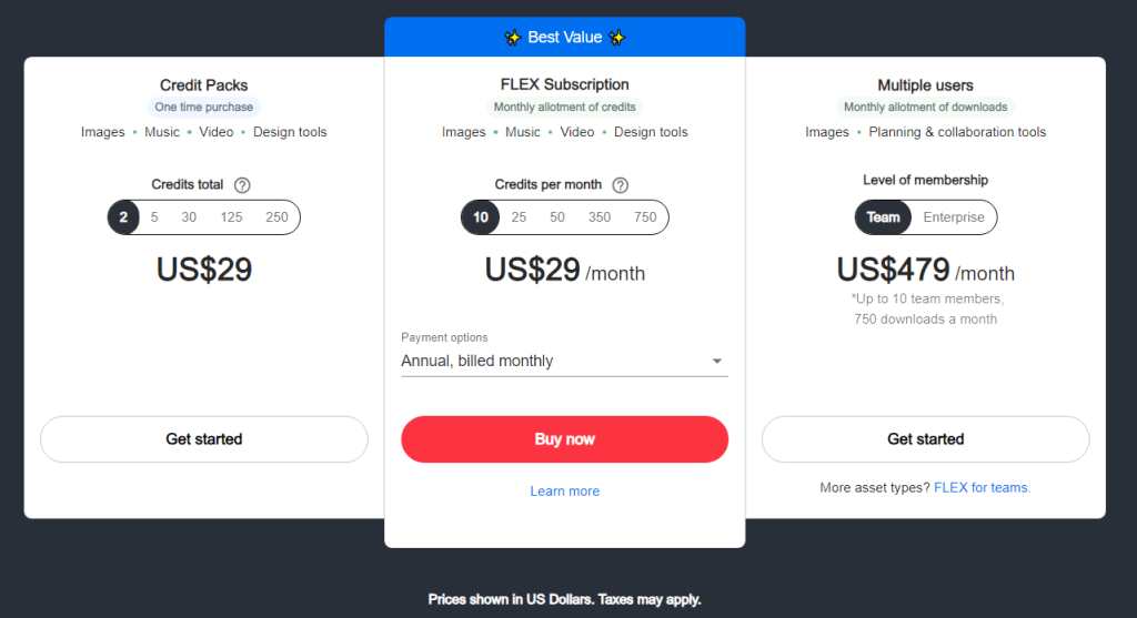 shutterstock pricing